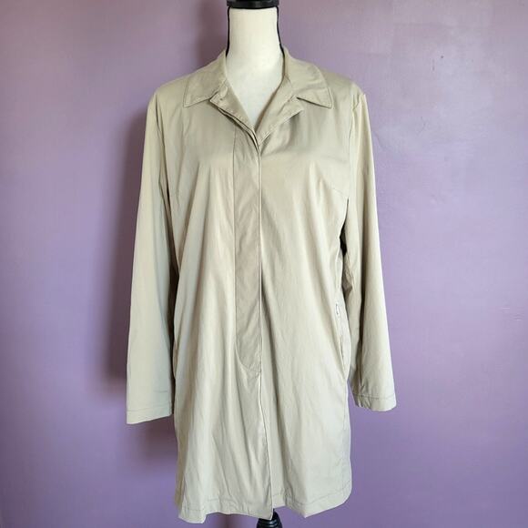 Faconnable Storm System by Loro Piana Long Beige Button Down Collared Lined Coat - Picture 1 of 16